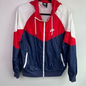 Nike Red, White, and Blue Windbreaker Jacket Men’s Size S